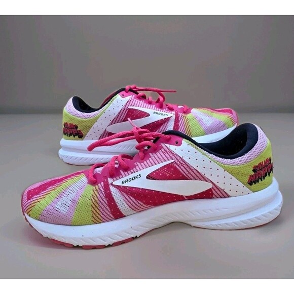 Brooks Launch 6 'Run Happy' Women's Running Shoes - Pink/Black/Yellow SIZE : 8 - Picture 3 of 8